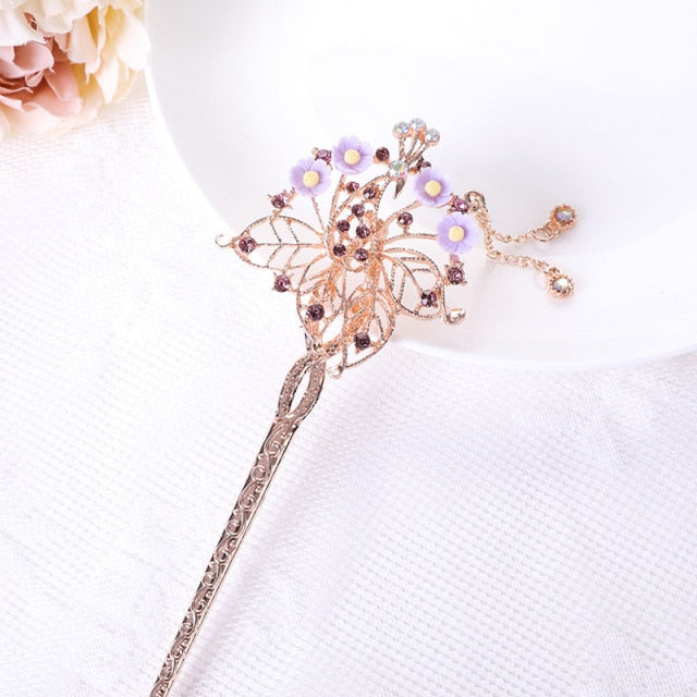 Qfdian Vintage Chinese Traditional Flower Hairpin Classic Hair Stick Elegant Women Elegant Hanfu Hair Accessories заколка для волос