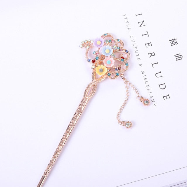 Qfdian Vintage Chinese Traditional Flower Hairpin Classic Hair Stick Elegant Women Elegant Hanfu Hair Accessories заколка для волос