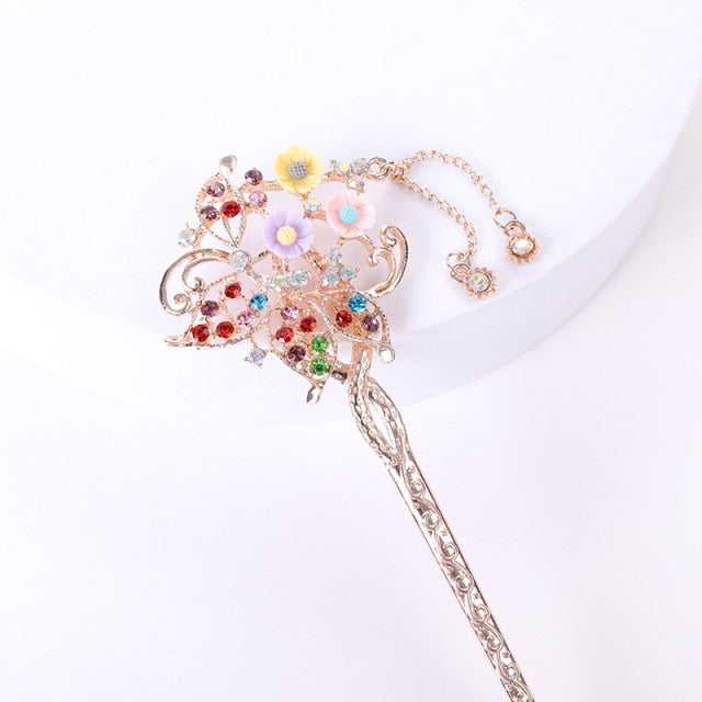 Qfdian Vintage Chinese Traditional Flower Hairpin Classic Hair Stick Elegant Women Elegant Hanfu Hair Accessories заколка для волос