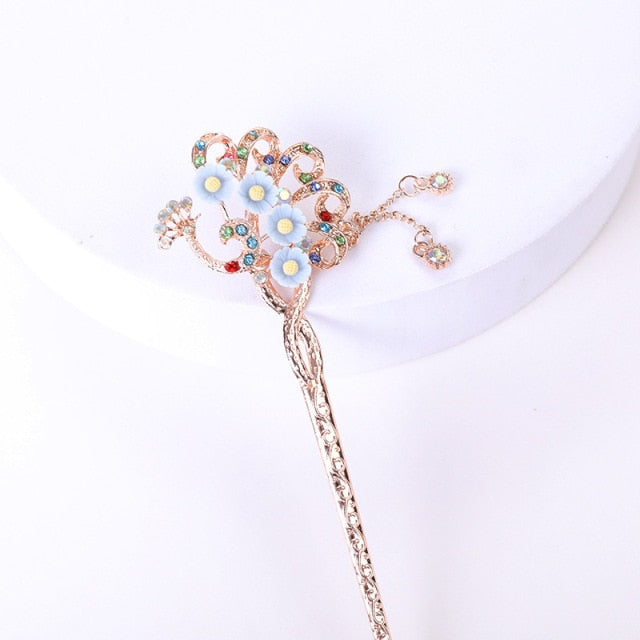 Qfdian Vintage Chinese Traditional Flower Hairpin Classic Hair Stick Elegant Women Elegant Hanfu Hair Accessories заколка для волос