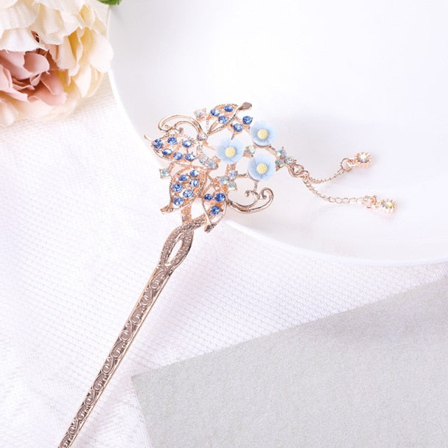 Qfdian Vintage Chinese Traditional Flower Hairpin Classic Hair Stick Elegant Women Elegant Hanfu Hair Accessories заколка для волос