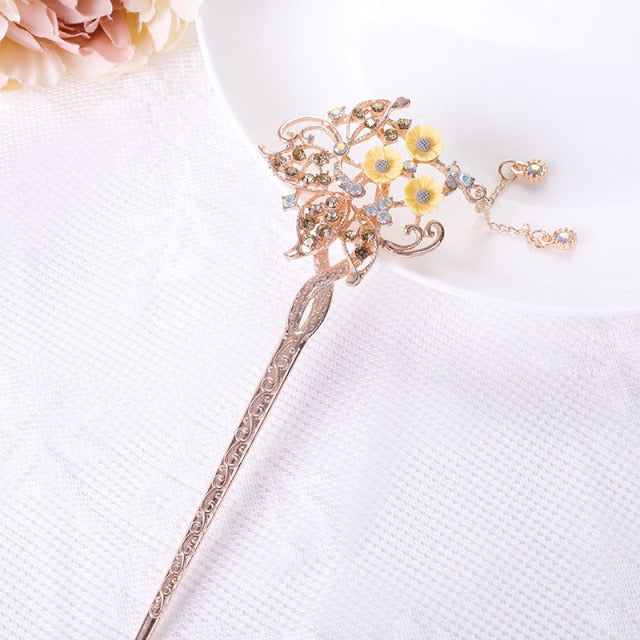 Qfdian Vintage Chinese Traditional Flower Hairpin Classic Hair Stick Elegant Women Elegant Hanfu Hair Accessories заколка для волос