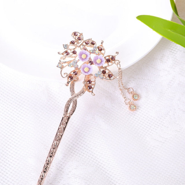 Qfdian Vintage Chinese Traditional Flower Hairpin Classic Hair Stick Elegant Women Elegant Hanfu Hair Accessories заколка для волос