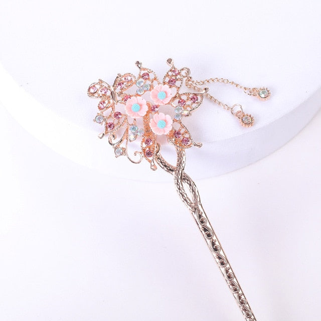 Qfdian Vintage Chinese Traditional Flower Hairpin Classic Hair Stick Elegant Women Elegant Hanfu Hair Accessories заколка для волос