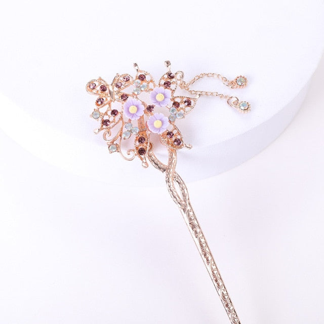 Qfdian Vintage Chinese Traditional Flower Hairpin Classic Hair Stick Elegant Women Elegant Hanfu Hair Accessories заколка для волос