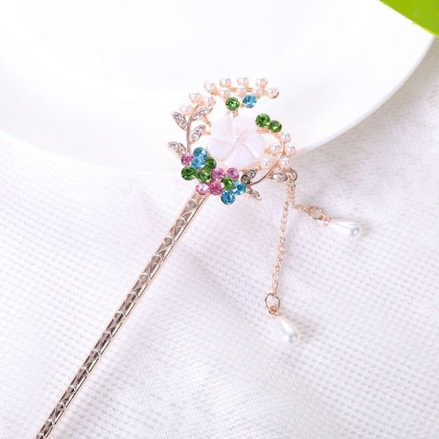 Qfdian Vintage Chinese Traditional Flower Hairpin Classic Hair Stick Elegant Women Elegant Hanfu Hair Accessories заколка для волос