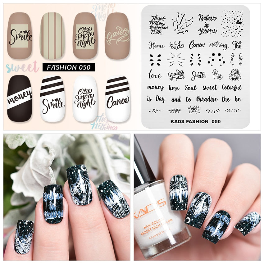 Qfdian valentines day decoration  Nail Art Valentines Day Nail Stamping Plates Heart Image Stamp Template Christmas Flower Nature Nail Stencils Plate Set