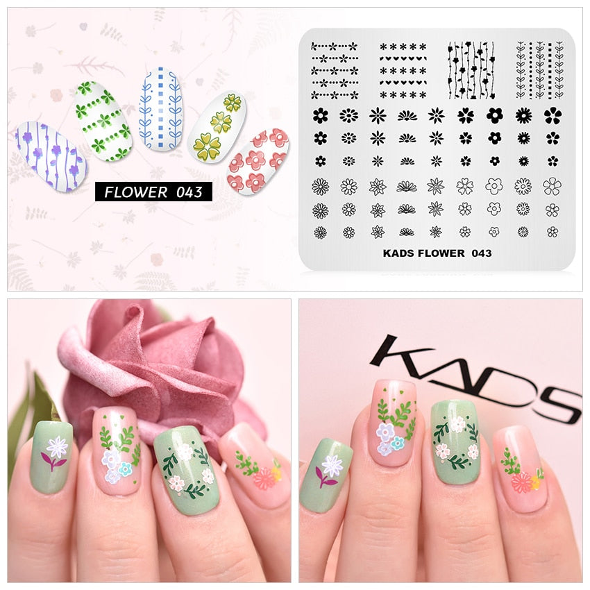 Qfdian valentines day decoration  Nail Art Valentines Day Nail Stamping Plates Heart Image Stamp Template Christmas Flower Nature Nail Stencils Plate Set