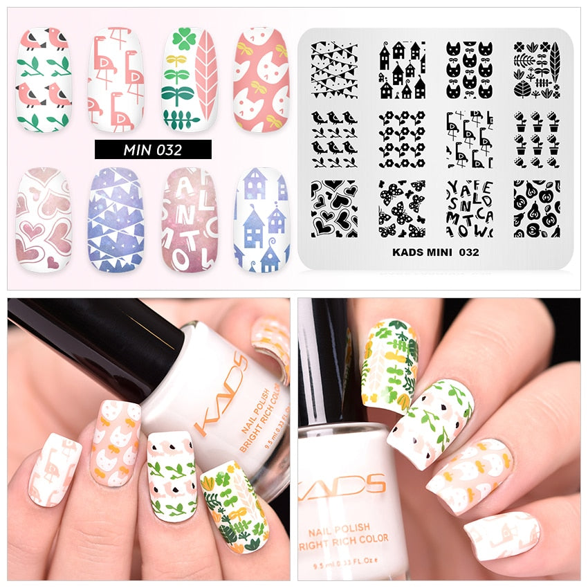 Qfdian valentines day decoration  Nail Art Valentines Day Nail Stamping Plates Heart Image Stamp Template Christmas Flower Nature Nail Stencils Plate Set