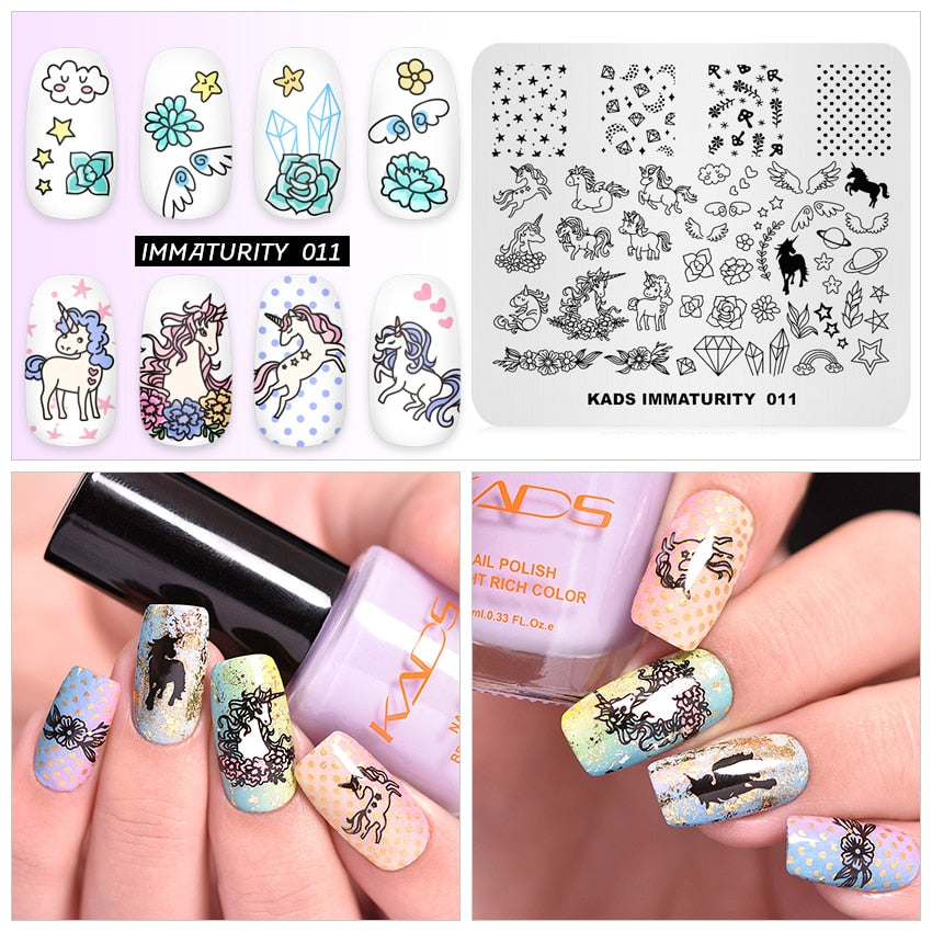 Qfdian valentines day decoration  Nail Art Valentines Day Nail Stamping Plates Heart Image Stamp Template Christmas Flower Nature Nail Stencils Plate Set