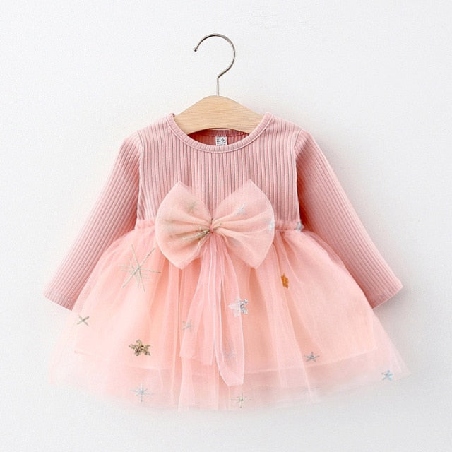 Qfdian Christmas decor ideas Baby Girl Dress Long Sleeve Spring Winter Dress 1 Year Birthday Princess Dresses Toddler Girls Christmas Clothes Vestido