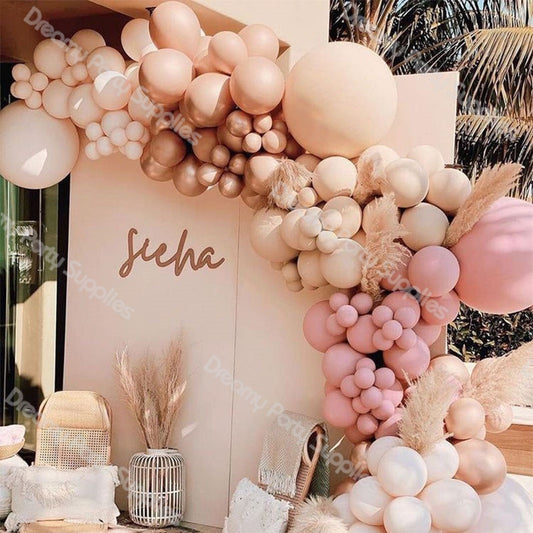 qfdian DIY Doubled Cream Peach Apricot Balloons Garland Retro Pink Ballon Kit Rose Gold Globos Wedding Birthday Baby Shower Party Decor