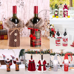 Qfdian Christmas Decorations for Home Santa Claus Wine Bottle Cover Snowman Stocking Gift Holders Xmas Navidad Decor New Year