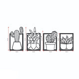 Qfdian Cozy apartment aesthetic Wooden Wall Art Decor Cactus Flower Vase Black Color Modern Nature Desert Home Office New 3D Creative Stylish Living Room Bedroom Kitchen Decorative Quality Gift Ideas Ornament Painting Classic Beautiful Cute