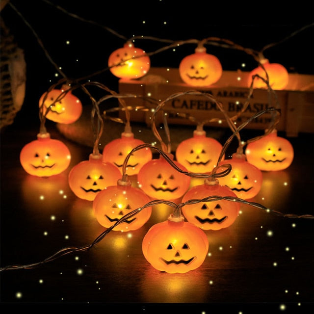 Qfdian halloween decorations halloween costumes halloween gift New LED String Halloween Light Pumpkin Skull Bat DIY Hanging Lamps Halloween Decoration For Home Outdoor Holiday Party