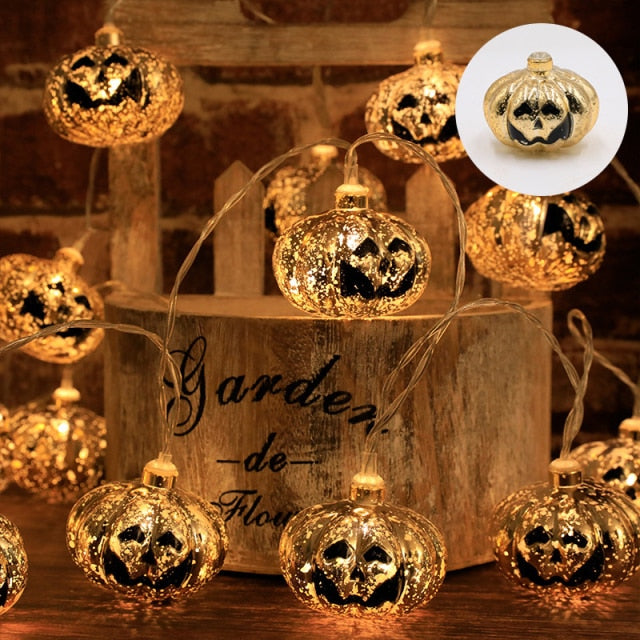 Qfdian halloween decorations halloween costumes halloween gift New LED String Halloween Light Pumpkin Skull Bat DIY Hanging Lamps Halloween Decoration For Home Outdoor Holiday Party