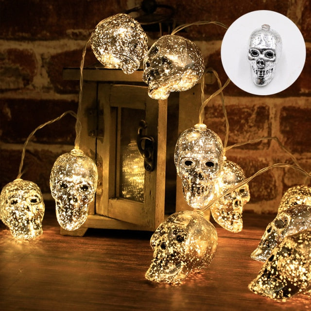 Qfdian halloween decorations halloween costumes halloween gift New LED String Halloween Light Pumpkin Skull Bat DIY Hanging Lamps Halloween Decoration For Home Outdoor Holiday Party