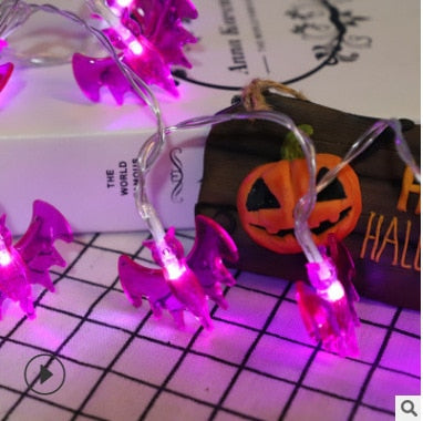 Qfdian halloween decorations halloween costumes halloween gift New LED String Halloween Light Pumpkin Skull Bat DIY Hanging Lamps Halloween Decoration For Home Outdoor Holiday Party