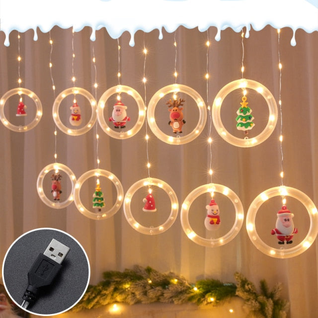 Qfdian Christmas decor ideas LED Holiday Light Decoration Lamp Decor Garland New Year Decor String Fairy Lights For Christmas Santa Decoration Accessories