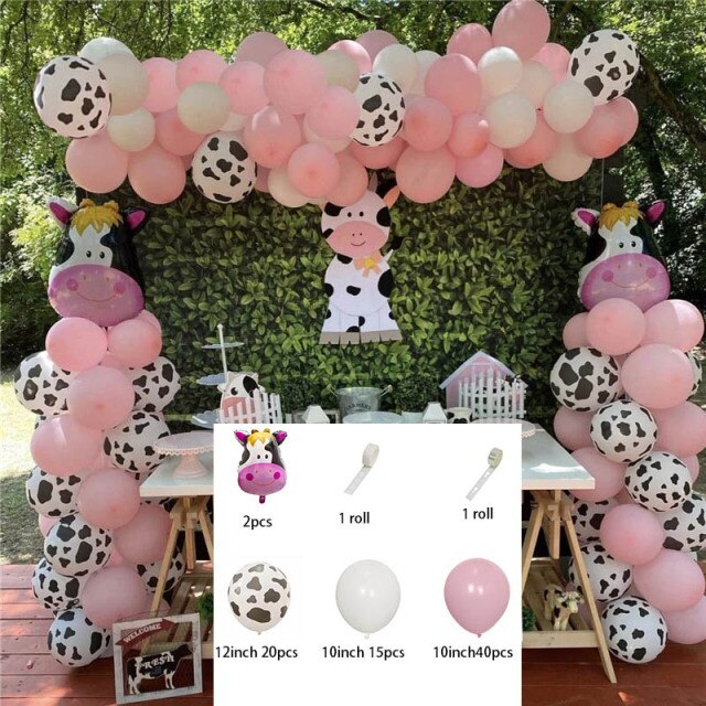 Qfdian Party decoration 79pcs/set Farm Party Decoration Balloon Garland Arch Kit Cow Animal Birthday Backdrop Latex Air Globos Baby Shower Kids Supplies