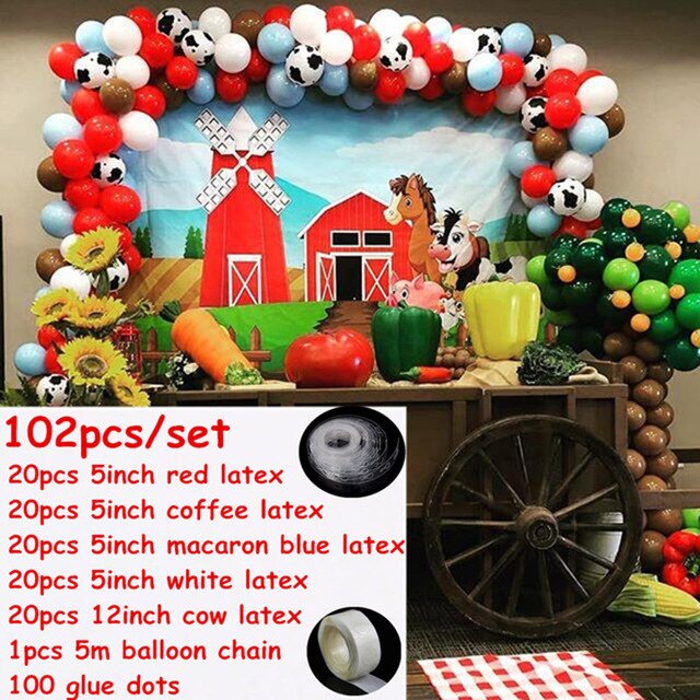 Qfdian Party decoration 79pcs/set Farm Party Decoration Balloon Garland Arch Kit Cow Animal Birthday Backdrop Latex Air Globos Baby Shower Kids Supplies