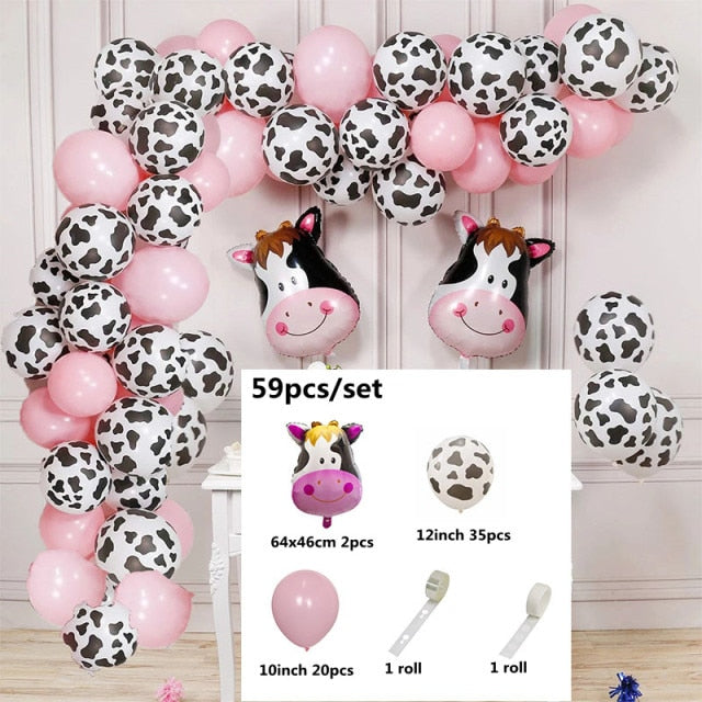 Qfdian Party decoration 79pcs/set Farm Party Decoration Balloon Garland Arch Kit Cow Animal Birthday Backdrop Latex Air Globos Baby Shower Kids Supplies