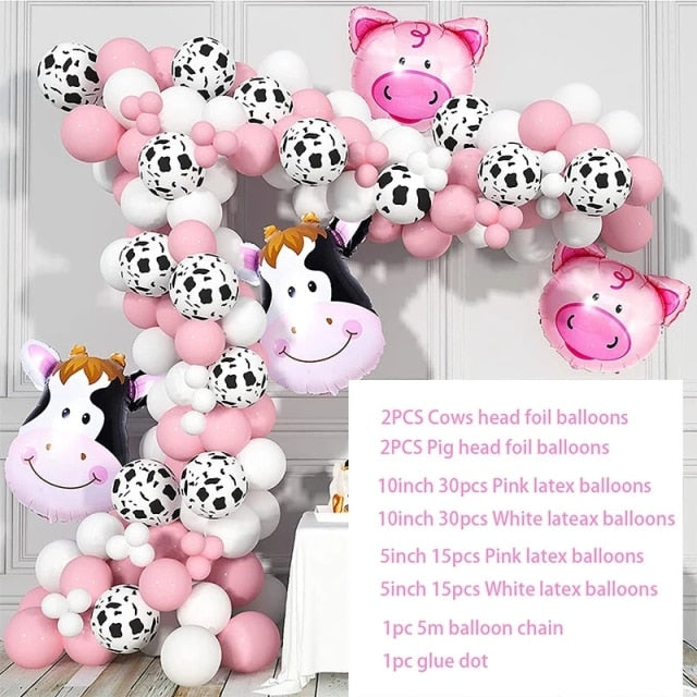 Qfdian Party decoration 79pcs/set Farm Party Decoration Balloon Garland Arch Kit Cow Animal Birthday Backdrop Latex Air Globos Baby Shower Kids Supplies