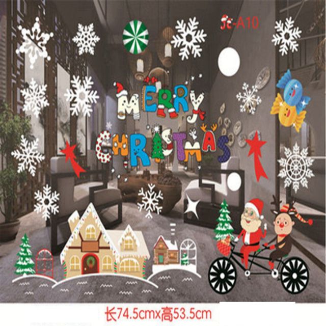 Qfdian Christmas Window Stickers Santa Claus Snowman Elk Stickers Mreey  Christmas Decoration For Home Xmas Wall Stickers Noel New