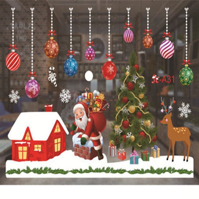 Qfdian Christmas Window Stickers Santa Claus Snowman Elk Stickers Mreey  Christmas Decoration For Home Xmas Wall Stickers Noel New