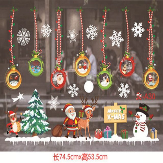 Qfdian Christmas Window Stickers Santa Claus Snowman Elk Stickers Mreey  Christmas Decoration For Home Xmas Wall Stickers Noel New