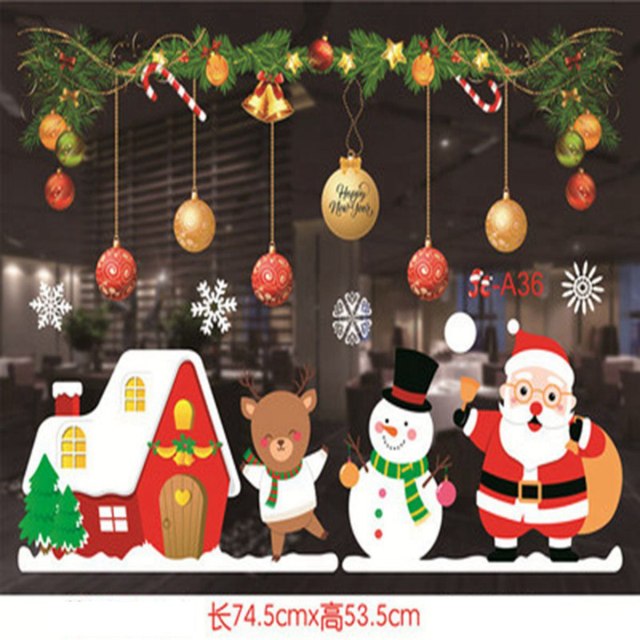 Qfdian Christmas Window Stickers Santa Claus Snowman Elk Stickers Mreey  Christmas Decoration For Home Xmas Wall Stickers Noel New