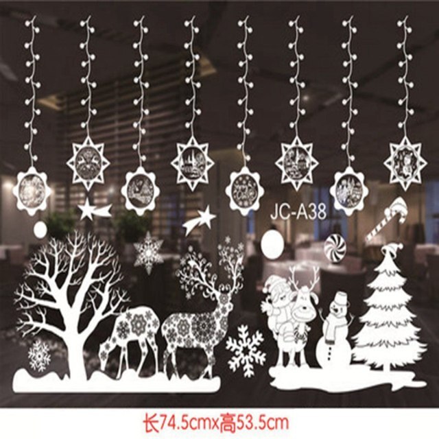 Qfdian Christmas Window Stickers Santa Claus Snowman Elk Stickers Mreey  Christmas Decoration For Home Xmas Wall Stickers Noel New