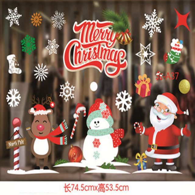 Qfdian Christmas Window Stickers Santa Claus Snowman Elk Stickers Mreey  Christmas Decoration For Home Xmas Wall Stickers Noel New