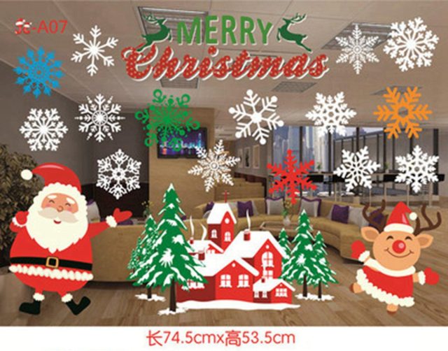 Qfdian Christmas Window Stickers Santa Claus Snowman Elk Stickers Mreey  Christmas Decoration For Home Xmas Wall Stickers Noel New