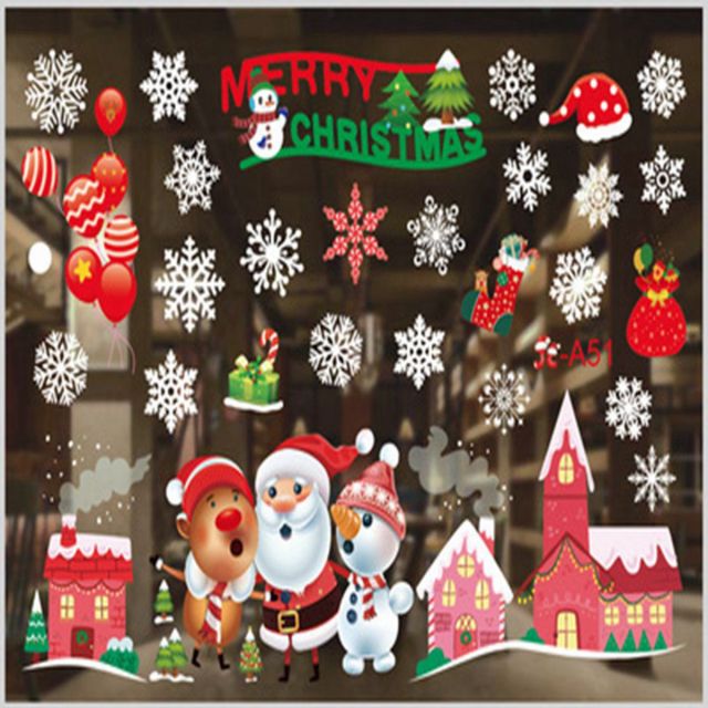 Qfdian Christmas Window Stickers Santa Claus Snowman Elk Stickers Mreey  Christmas Decoration For Home Xmas Wall Stickers Noel New