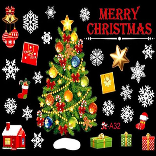 Qfdian Christmas Window Stickers Santa Claus Snowman Elk Stickers Mreey  Christmas Decoration For Home Xmas Wall Stickers Noel New