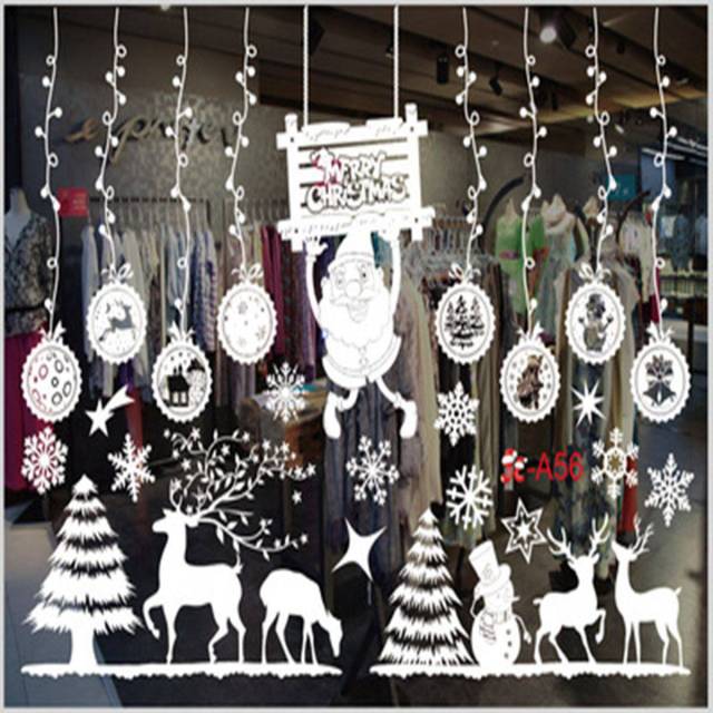 Qfdian Christmas Window Stickers Santa Claus Snowman Elk Stickers Mreey  Christmas Decoration For Home Xmas Wall Stickers Noel New