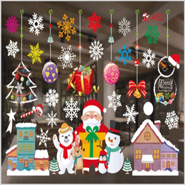 Qfdian Christmas Window Stickers Santa Claus Snowman Elk Stickers Mreey  Christmas Decoration For Home Xmas Wall Stickers Noel New