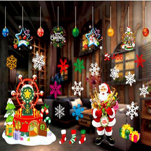 Qfdian Christmas Window Stickers Santa Claus Snowman Elk Stickers Mreey  Christmas Decoration For Home Xmas Wall Stickers Noel New