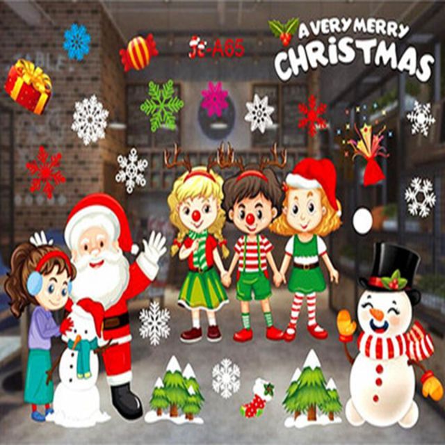 Qfdian Christmas Window Stickers Santa Claus Snowman Elk Stickers Mreey  Christmas Decoration For Home Xmas Wall Stickers Noel New