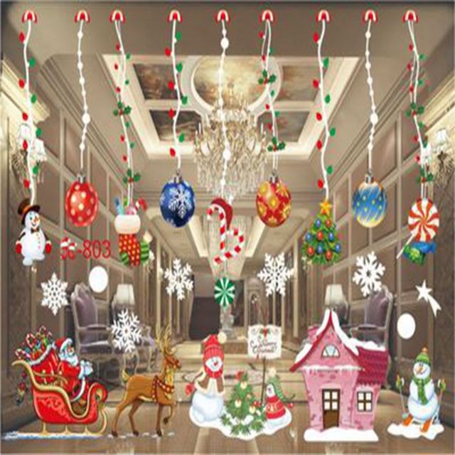 Qfdian Christmas Window Stickers Santa Claus Snowman Elk Stickers Mreey  Christmas Decoration For Home Xmas Wall Stickers Noel New