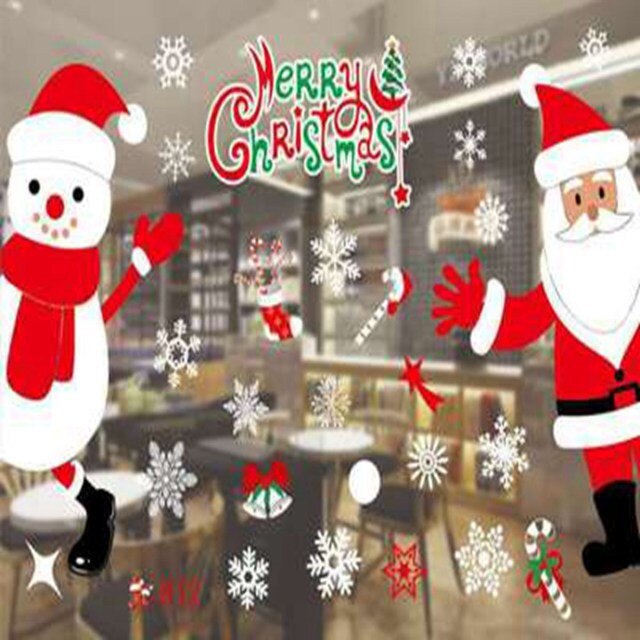 Qfdian Christmas Window Stickers Santa Claus Snowman Elk Stickers Mreey  Christmas Decoration For Home Xmas Wall Stickers Noel New