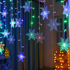 Qfdian Party decoration hot sale new Indoor Outdoor Christmas Snowflake LED String Light Flashing Fairy Lights Curtain Light Garland For Holiday Party New Year Decor