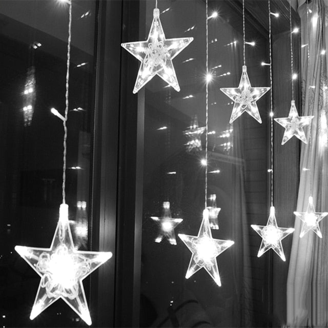 Qfdian Party decoration hot sale new Indoor Outdoor Christmas Snowflake LED String Light Flashing Fairy Lights Curtain Light Garland For Holiday Party New Year Decor