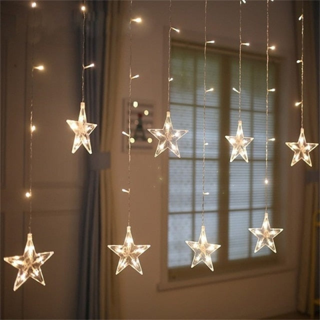 Qfdian Party decoration hot sale new Indoor Outdoor Christmas Snowflake LED String Light Flashing Fairy Lights Curtain Light Garland For Holiday Party New Year Decor