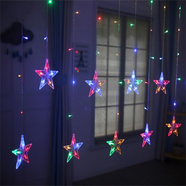 Qfdian Party decoration hot sale new Indoor Outdoor Christmas Snowflake LED String Light Flashing Fairy Lights Curtain Light Garland For Holiday Party New Year Decor