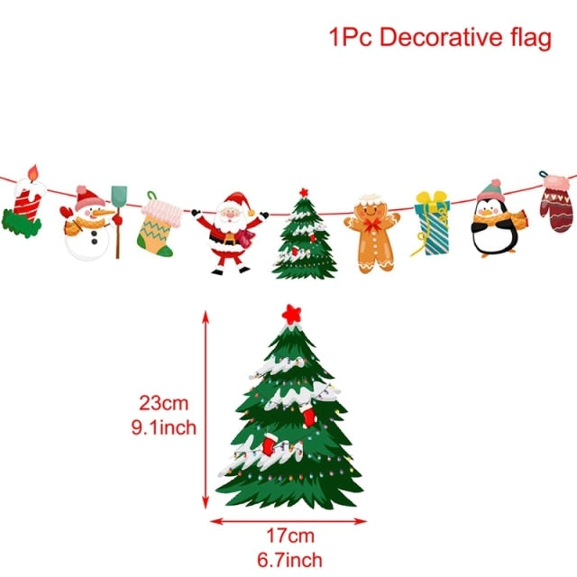 Qfdian Party decoration valentines day hot sale new Christmas Banner Garland Merry Christmas Decor for Home Navidad Noel Christmas Ornaments Xmas Decor New Year 2022