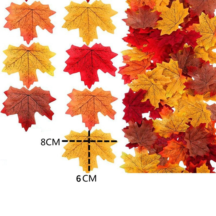 Qfdian Party decoration 100Pcs/Pack Maple Leaves Artificial Simulation Autumn Leaf Petals Halloween Christma Thanksgiving Party Wedding Table Decoration