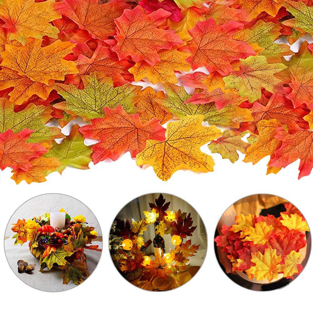 Qfdian Party decoration 100Pcs/Pack Maple Leaves Artificial Simulation Autumn Leaf Petals Halloween Christma Thanksgiving Party Wedding Table Decoration