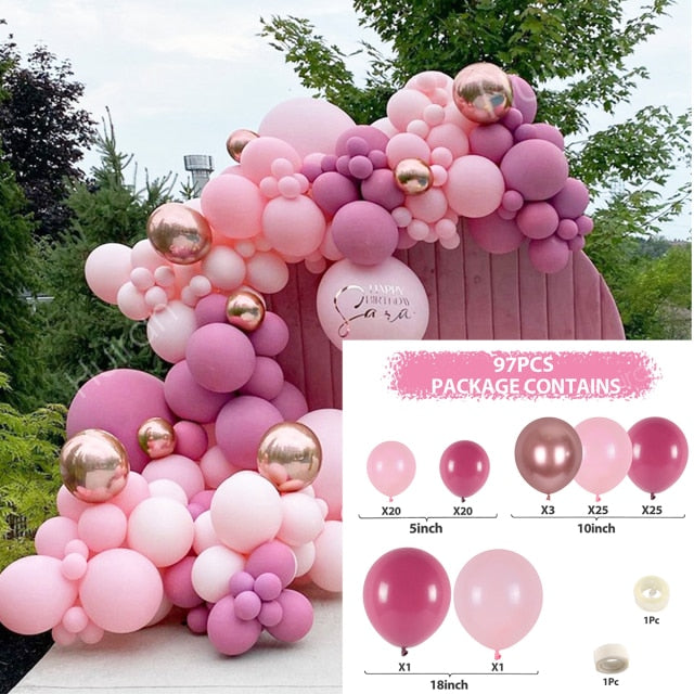 Qfdian Pink Balloon Arch Kit Balloon Garland Bow Balloons Wedding decor Baby Shower Girl Birthday Adult Bachelorette Party Baloon Balon